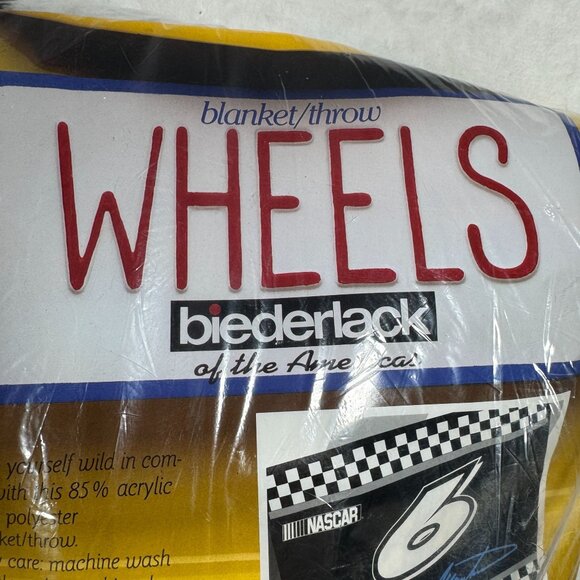 Vintage Biederlack Wheels Mark Martin Nascar Blanket Throw Acrylic/Polyester New - Picture 3 of 7